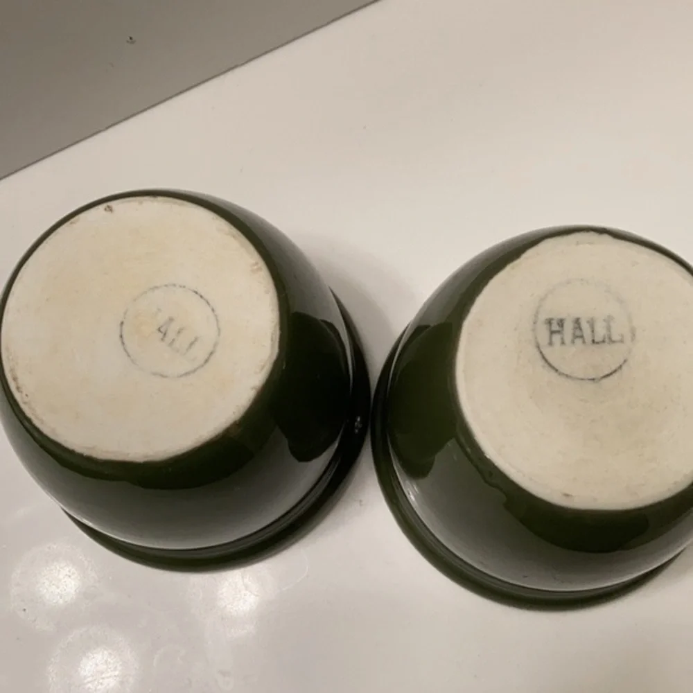 Hall VTG condiment ramekins forest green